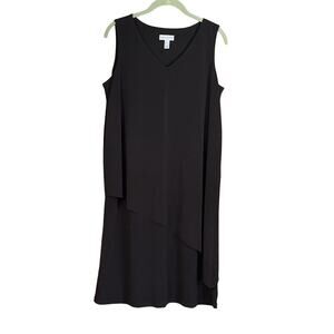 Susan Graver Women's Liquid Knit Sleeveless Tiered Dress Black Size Small New